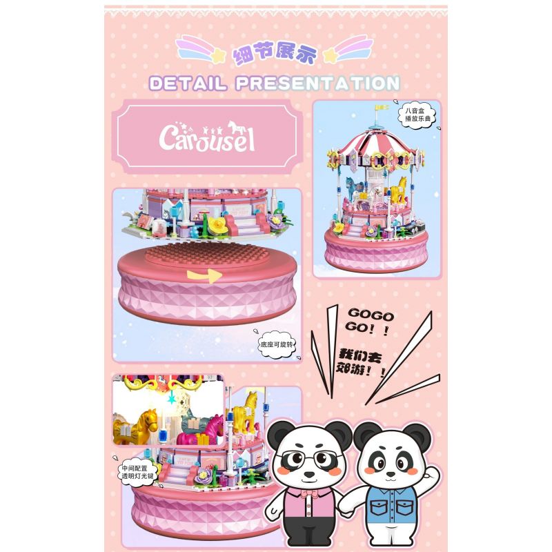 ZHEGAO 663017 BĂNG CHUYỀN bộ đồ chơi xếp lắp ráp ghép mô hình CAROUSEL 591 khối