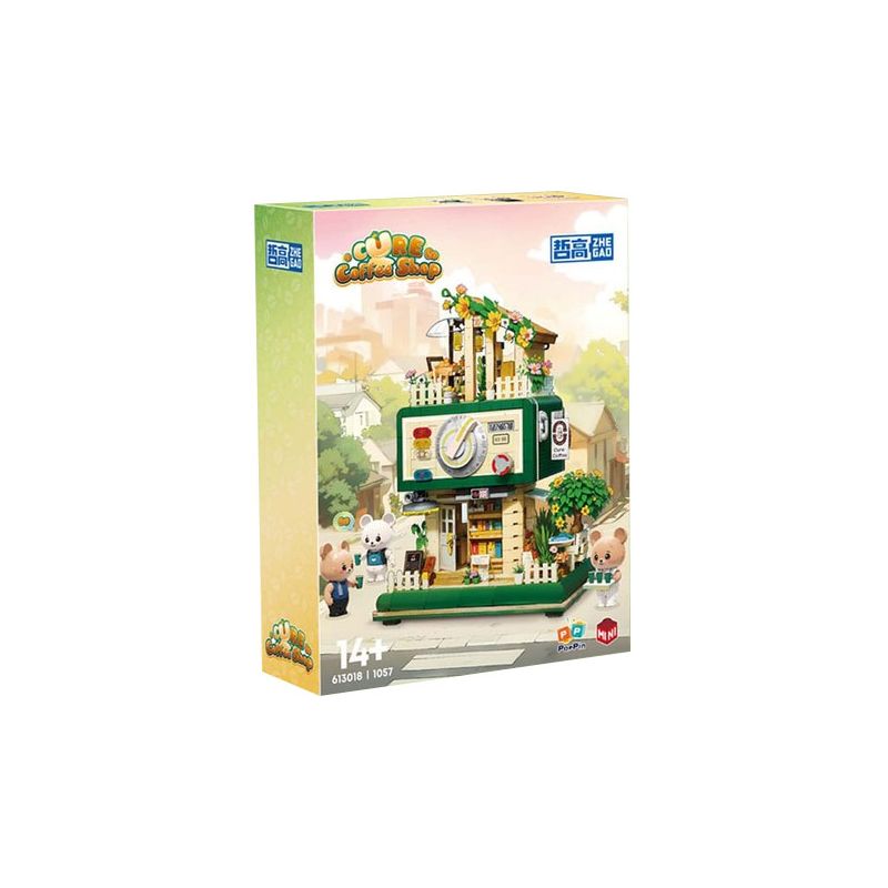 ZHEGAO 613018 QUÁN CÀ PHÊ CHỮA BỆNH bộ đồ chơi xếp lắp ráp ghép mô hình CURE COFFEE SHOP 1057 khối