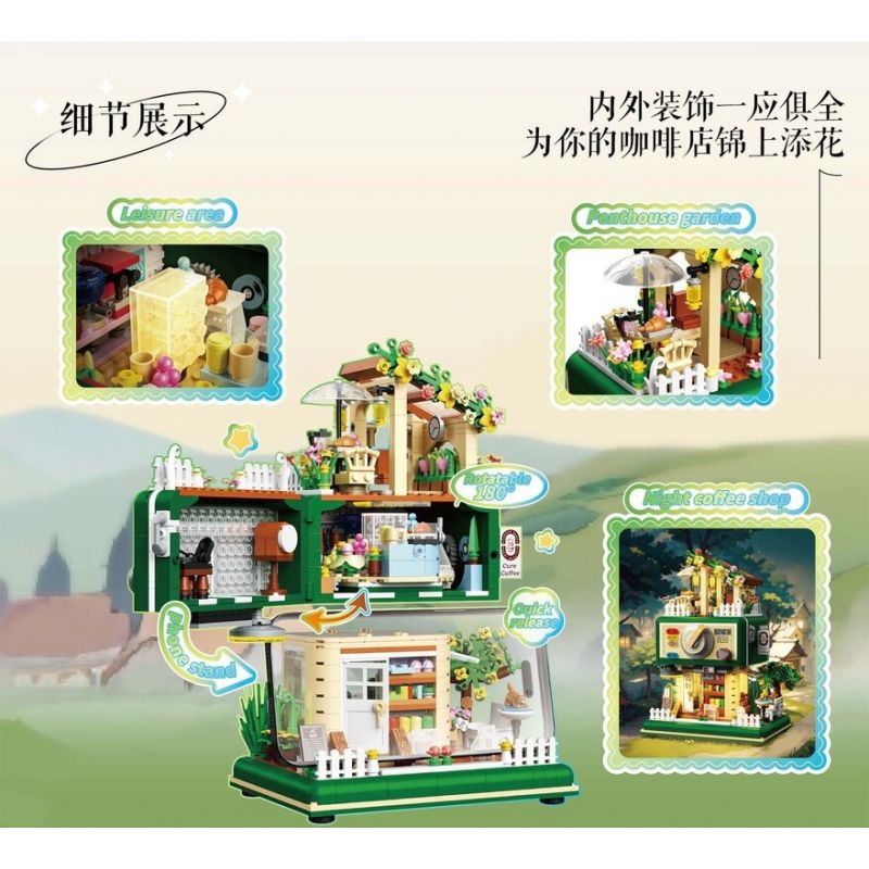 ZHEGAO 613018 QUÁN CÀ PHÊ CHỮA BỆNH bộ đồ chơi xếp lắp ráp ghép mô hình CURE COFFEE SHOP 1057 khối