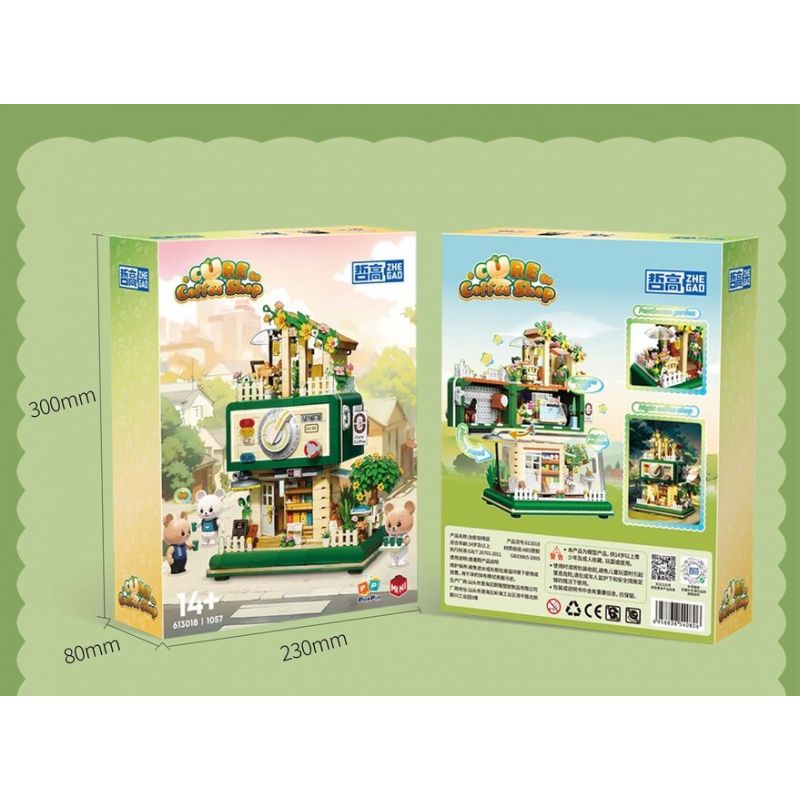 ZHEGAO 613018 QUÁN CÀ PHÊ CHỮA BỆNH bộ đồ chơi xếp lắp ráp ghép mô hình CURE COFFEE SHOP 1057 khối