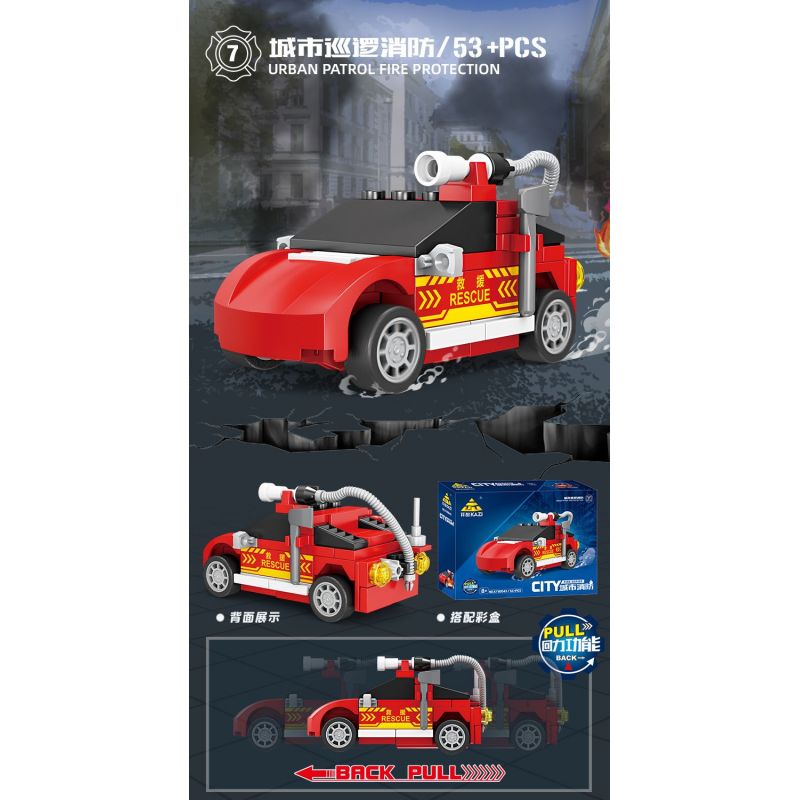 Bozhi 80543 PHÒNG CHÁY CHỮA ĐÔ THỊ 8 MÔ HÌNH bộ đồ chơi xếp lắp ráp ghép mô hình City Thành Phố 473 khối