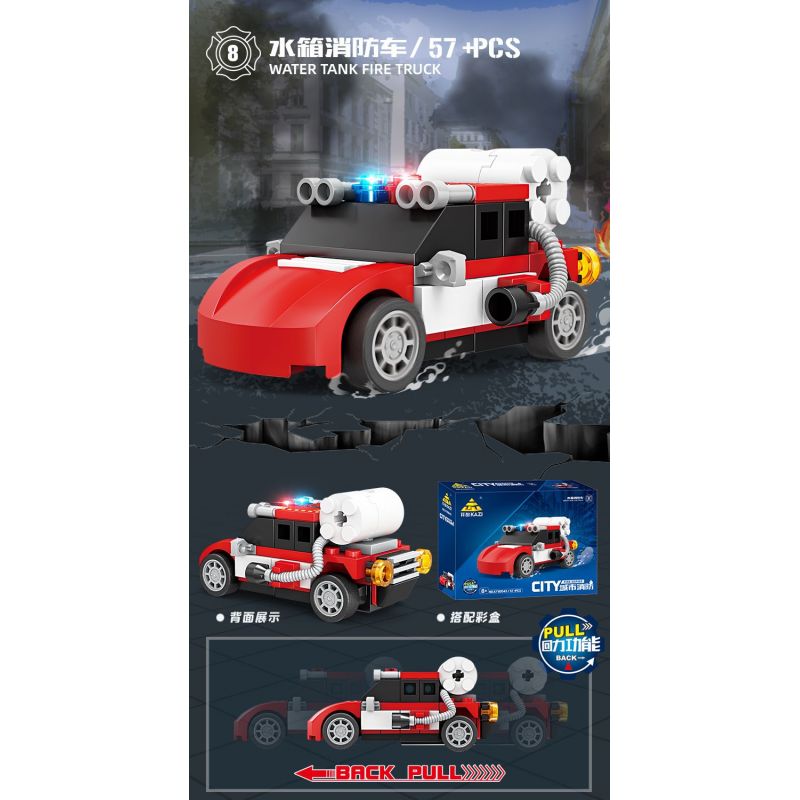 Bozhi 80543 PHÒNG CHÁY CHỮA ĐÔ THỊ 8 MÔ HÌNH bộ đồ chơi xếp lắp ráp ghép mô hình City Thành Phố 473 khối