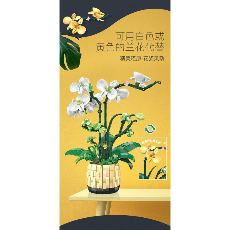 JIESTAR JJ9067 9067 CHẬU CÂY PHONG LAN bộ đồ chơi xếp lắp ráp ghép mô hình Creator ORCHID GRACE Sáng Tạo 971 khối