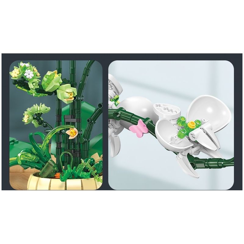 JIESTAR JJ9067 9067 CHẬU CÂY PHONG LAN bộ đồ chơi xếp lắp ráp ghép mô hình Creator ORCHID GRACE Sáng Tạo 971 khối