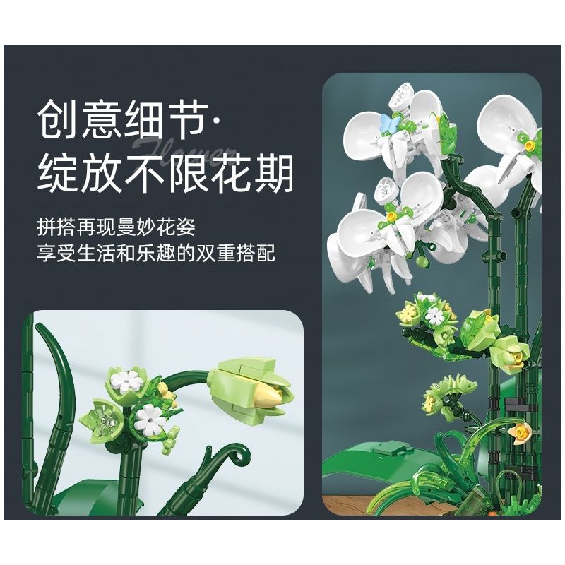 JIESTAR JJ9067 9067 CHẬU CÂY PHONG LAN bộ đồ chơi xếp lắp ráp ghép mô hình Creator ORCHID GRACE Sáng Tạo 971 khối