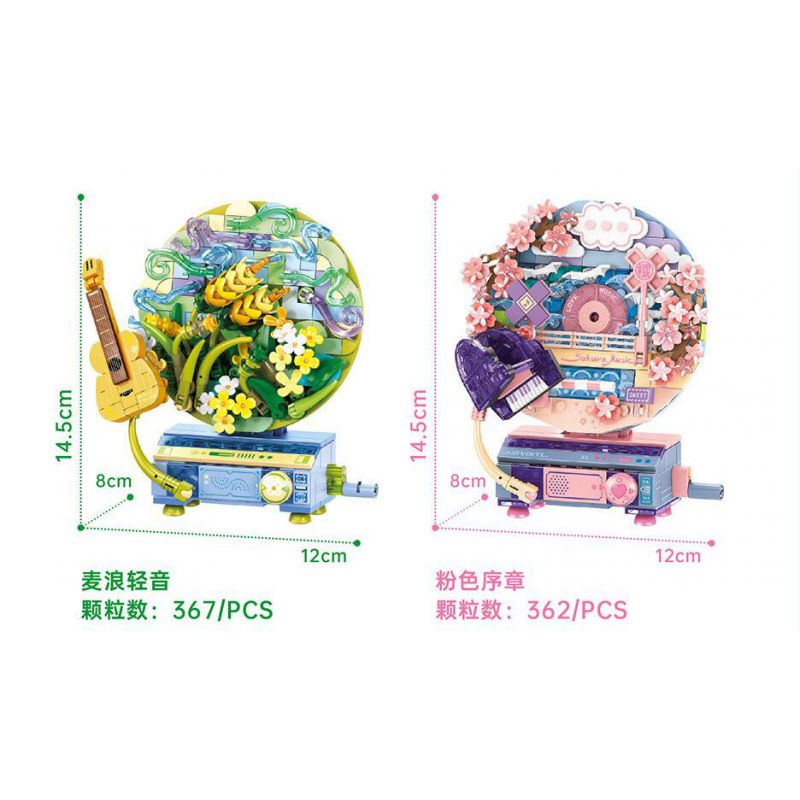 SEMBO 611100 GIAI ĐIỆU HOA TRONG NHÀ LỜI MỞ ĐẦU MÀU HỒNG bộ đồ chơi xếp lắp ráp ghép mô hình Arts & Crafts FLOWER MOVEMENT 362 khối