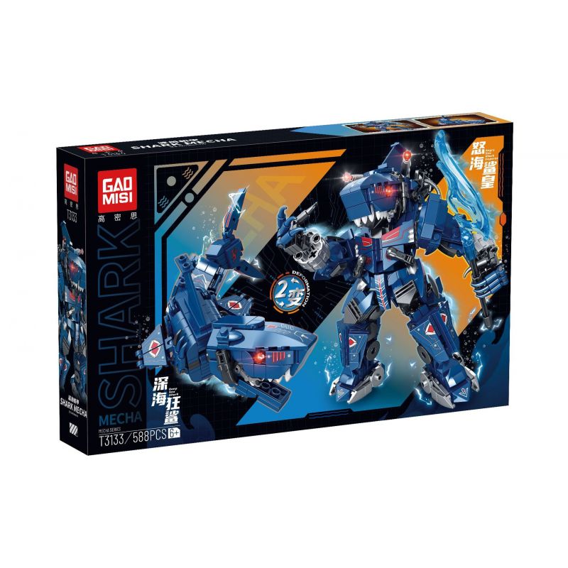 GAOMISI T3133 3133 non Lego SHARK MECHA VUA CÁ MẬP BIỂN CUỒNG NỘ ĐIÊN SÂU bộ đồ chơi xếp lắp ráp ghép mô hình 588 khối