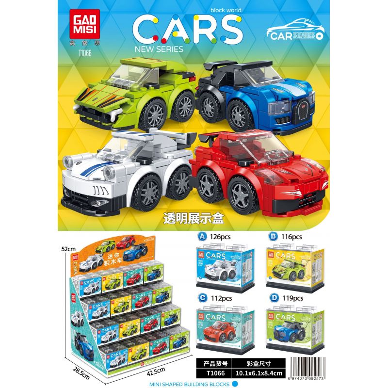 GAOMISI T1066 1066 XE THỂ THAO MINI 4 MẪU bộ đồ chơi xếp lắp ráp ghép mô hình Racers Đua Tốc Độ 473 khối