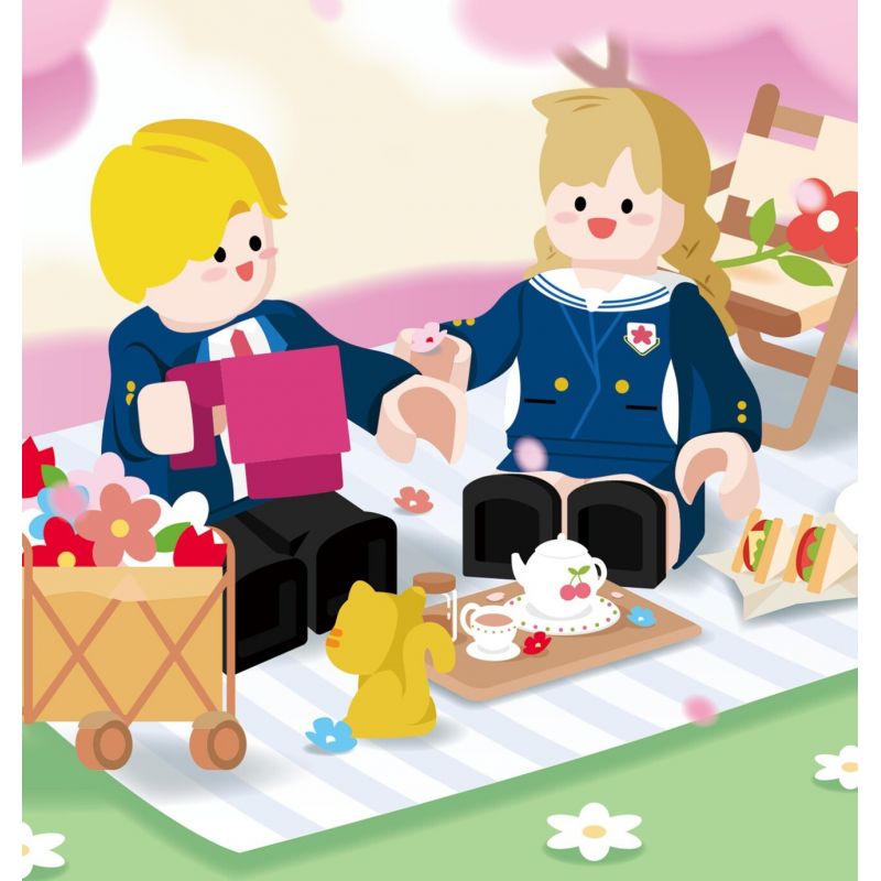 AREA-X AX0103 0103 NIỀM VUI BỐN MÙA NGÔN NGỮ CỦA HOA ANH ĐÀO XUÂN bộ đồ chơi xếp lắp ráp ghép mô hình SPRING CAMPING