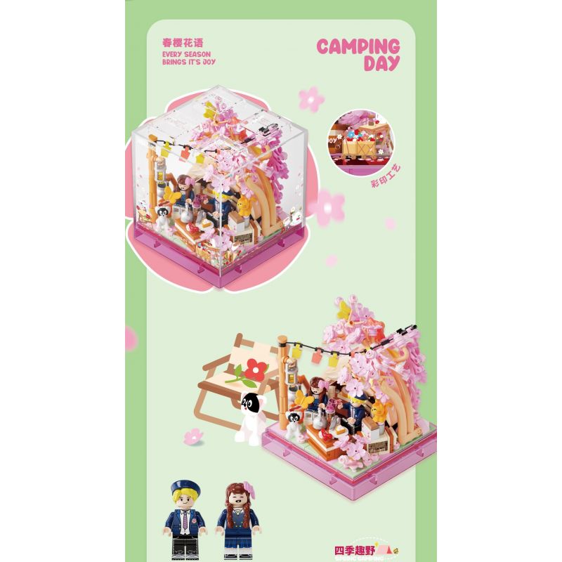 AREA-X AX0103 0103 NIỀM VUI BỐN MÙA NGÔN NGỮ CỦA HOA ANH ĐÀO XUÂN bộ đồ chơi xếp lắp ráp ghép mô hình SPRING CAMPING