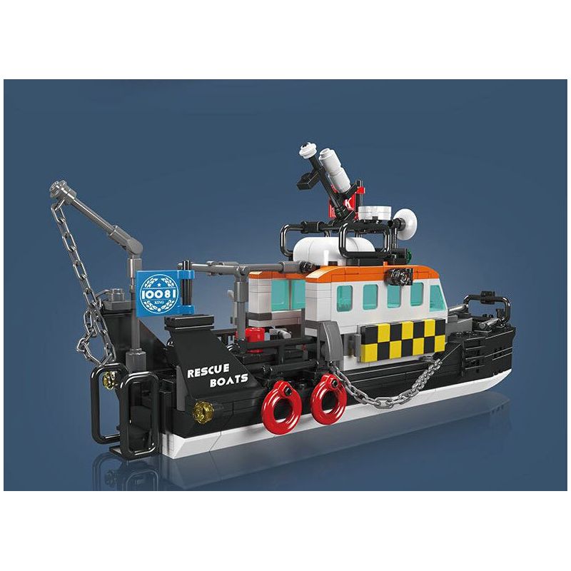 MouldKing 10081 Mould King 10081 TÀU CỨU HỘ ĐA NĂNG CỦA ANH bộ đồ chơi xếp lắp ráp ghép mô hình City BRITISH MULTI-FUNCTIONAL RESCUE BOAT Thành Phố 364 khối
