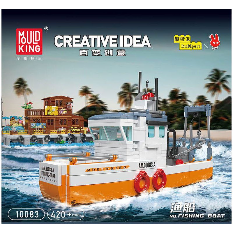 MouldKing 10083 Mould King 10083 TÀU ĐÁNH CÁ bộ đồ chơi xếp lắp ráp ghép mô hình City FISHING BOAT Thành Phố 420 khối