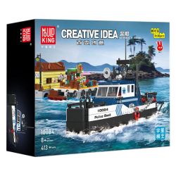 MouldKing 10084 Mould King 10084 THUYỀN CẢNH SÁT bộ đồ chơi xếp lắp ráp ghép mô hình City POLICE BOAT Thành Phố 413 khối
