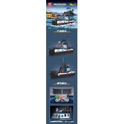 MouldKing 10084 Mould King 10084 THUYỀN CẢNH SÁT bộ đồ chơi xếp lắp ráp ghép mô hình City POLICE BOAT Thành Phố 413 khối