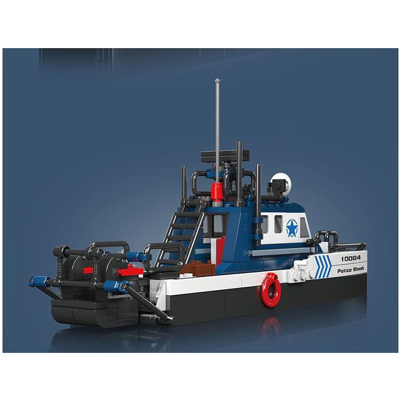 MouldKing 10084 Mould King 10084 THUYỀN CẢNH SÁT bộ đồ chơi xếp lắp ráp ghép mô hình City POLICE BOAT Thành Phố 413 khối