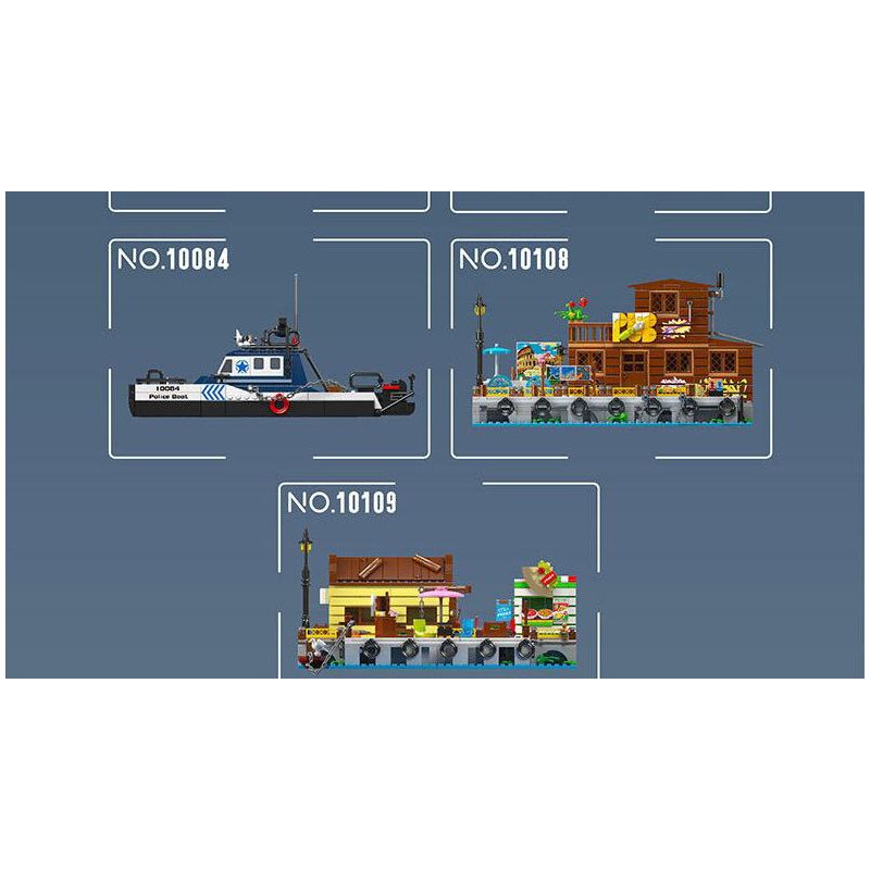 MouldKing 10084 Mould King 10084 THUYỀN CẢNH SÁT bộ đồ chơi xếp lắp ráp ghép mô hình City POLICE BOAT Thành Phố 413 khối