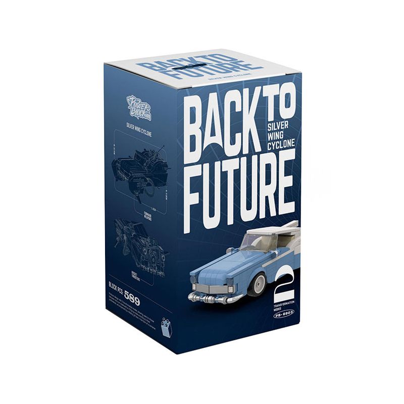 HAPPY BUILD SHINEYU XINYU PANGU PRO BLOCKS PB8803 8803 TRỞ LẠI CƠN SỐT BẠC TRONG TƯƠNG LAI bộ đồ chơi xếp lắp ráp ghép mô hình Racers BACK TO FUTURE SILVER WING CYCLONE Đua Tốc Độ 589 khối