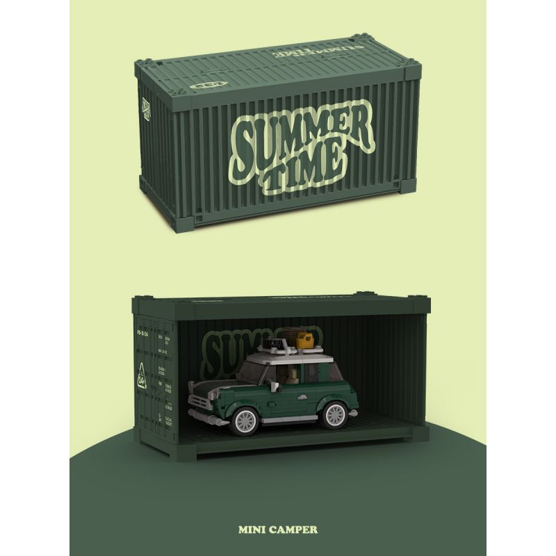 HAPPY BUILD SHINEYU XINYU PANGU PRO BLOCKS PB8804 8804 TOA XE GA MINI bộ đồ chơi xếp lắp ráp ghép mô hình Racers SUMMER TIME MINI CAMPER Đua Tốc Độ 356 khối