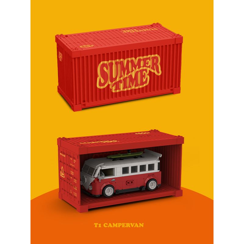 HAPPY BUILD SHINEYU XINYU PANGU PRO BLOCKS PB8807 8807 XE CẮM TRẠI T1 bộ đồ chơi xếp lắp ráp ghép mô hình Racers SUMMER TIME T1 CAMPERVAN Đua Tốc Độ