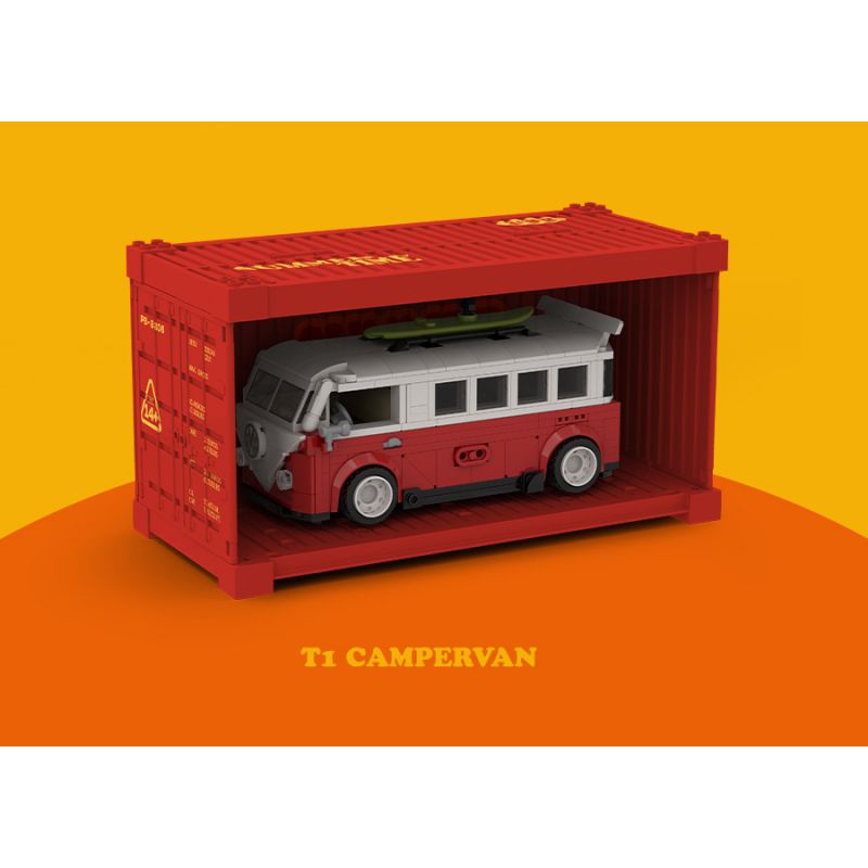 HAPPY BUILD SHINEYU XINYU PANGU PRO BLOCKS PB8807 8807 XE CẮM TRẠI T1 bộ đồ chơi xếp lắp ráp ghép mô hình Racers SUMMER TIME T1 CAMPERVAN Đua Tốc Độ