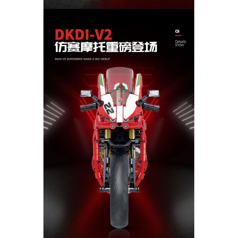 DOUBLE HEIGHT 60516 DUCATI DKDI-V2 tỷ lệ 1:8 bộ đồ chơi xếp lắp ráp ghép mô hình Technic Kỹ Thuật Công Nghệ Cao Mô Hình Phương Tiện 626 khối