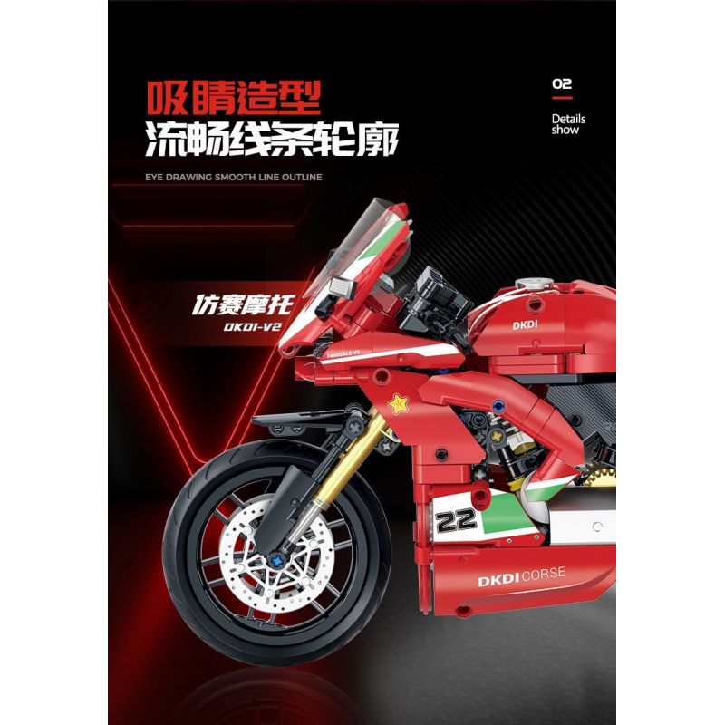 DOUBLE HEIGHT 60516 DUCATI DKDI-V2 tỷ lệ 1:8 bộ đồ chơi xếp lắp ráp ghép mô hình Technic Kỹ Thuật Công Nghệ Cao Mô Hình Phương Tiện 626 khối