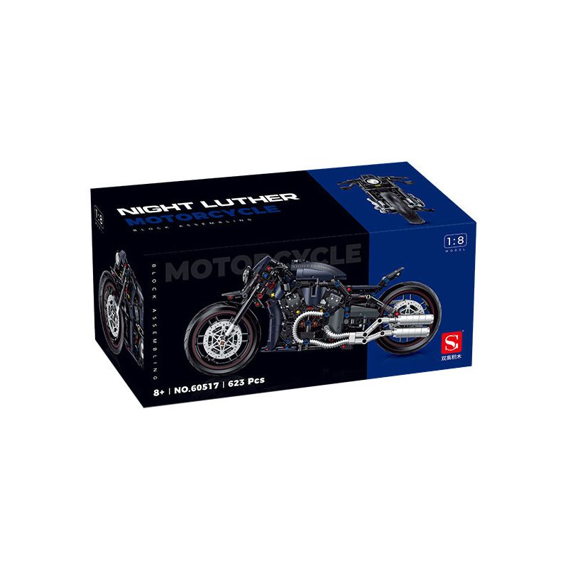 DOUBLE HEIGHT 60517 ĐÊM HARLEY LUTHERAN tỷ lệ 1:8 bộ đồ chơi xếp lắp ráp ghép mô hình Technic NIGHT LUTHER Kỹ Thuật Công Nghệ Cao Mô Hình Phương Tiện 623 khối