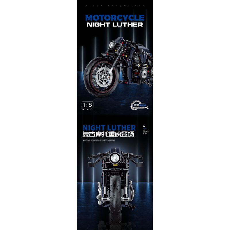 DOUBLE HEIGHT 60517 ĐÊM HARLEY LUTHERAN tỷ lệ 1:8 bộ đồ chơi xếp lắp ráp ghép mô hình Technic NIGHT LUTHER Kỹ Thuật Công Nghệ Cao Mô Hình Phương Tiện 623 khối