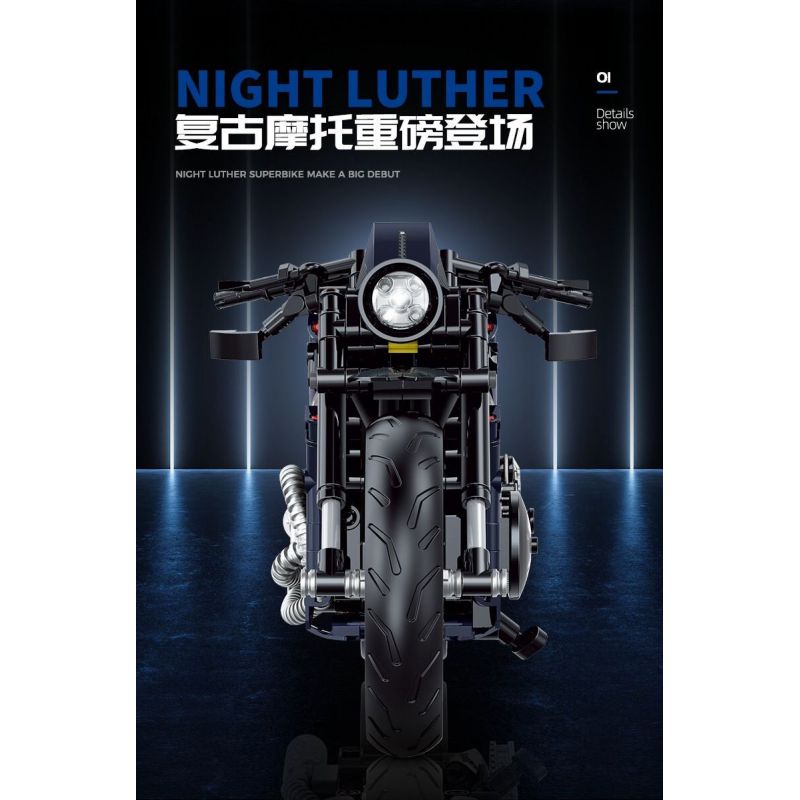 DOUBLE HEIGHT 60517 ĐÊM HARLEY LUTHERAN tỷ lệ 1:8 bộ đồ chơi xếp lắp ráp ghép mô hình Technic NIGHT LUTHER Kỹ Thuật Công Nghệ Cao Mô Hình Phương Tiện 623 khối