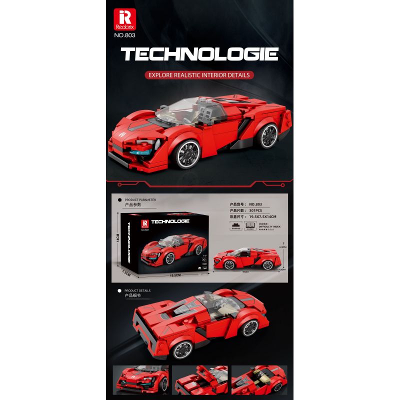 REOBRIX 803 LYKAN bộ đồ chơi xếp lắp ráp ghép mô hình Speed Champions Racing Cars Đua Xe Công Thức 301 khối