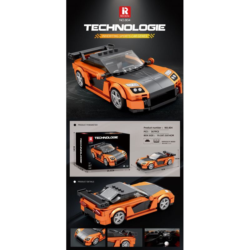 REOBRIX 804 MAZDA RX-7 bộ đồ chơi xếp lắp ráp ghép mô hình Speed Champions Racing Cars Đua Xe Công Thức 367 khối