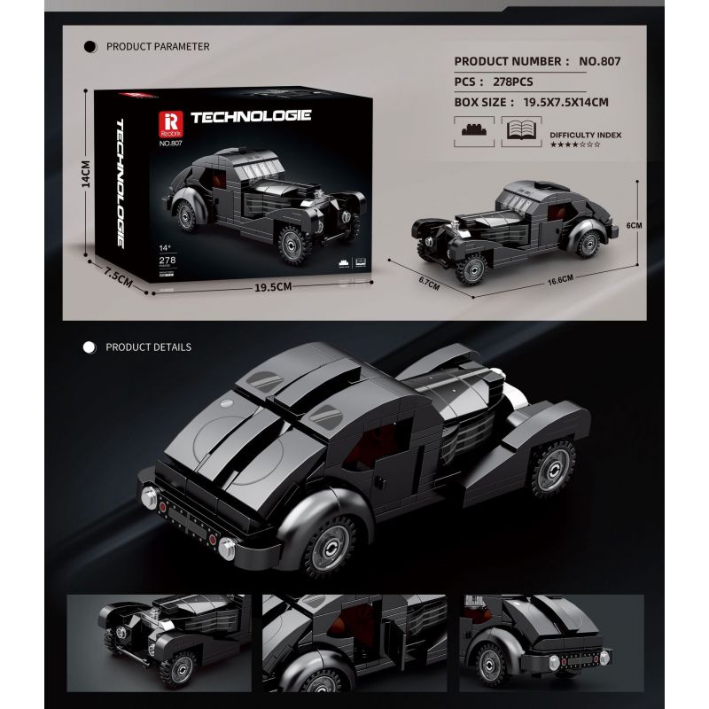 REOBRIX 807 BUGATTI ĐẠI TÂY DƯƠNG bộ đồ chơi xếp lắp ráp ghép mô hình Speed Champions Racing Cars BUGATTI ATLANTIC Đua Xe Công Thức 278 khối