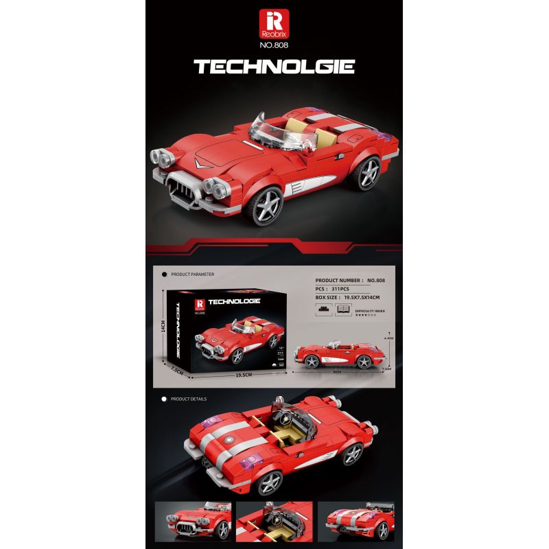 REOBRIX 808 TÀU HỘ TỐNG C1 bộ đồ chơi xếp lắp ráp ghép mô hình Speed Champions Racing Cars Đua Xe Công Thức 311 khối