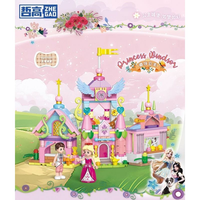 ZHEGAO 921010 CÔNG CHÚA WINDSOR LÂU ĐÀI THIÊN THẦN 4 KẾT HỢP bộ đồ chơi xếp lắp ráp ghép mô hình Girl Con Gái 328 khối