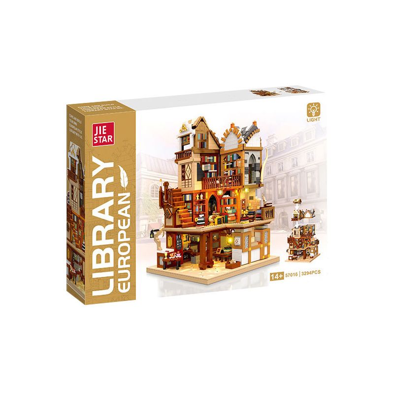 JIESTAR 57016 THƯ VIỆN CHÂU THỜI TRUNG CỔ bộ đồ chơi xếp lắp ráp ghép mô hình Creator LIBRARY EUROPEAN Sáng Tạo 3294 khối