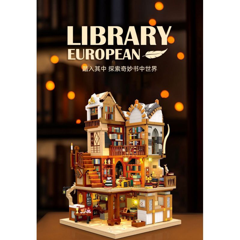 JIESTAR 57016 THƯ VIỆN CHÂU THỜI TRUNG CỔ bộ đồ chơi xếp lắp ráp ghép mô hình Creator LIBRARY EUROPEAN Sáng Tạo 3294 khối