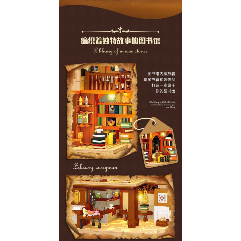 JIESTAR 57016 THƯ VIỆN CHÂU THỜI TRUNG CỔ bộ đồ chơi xếp lắp ráp ghép mô hình Creator LIBRARY EUROPEAN Sáng Tạo 3294 khối