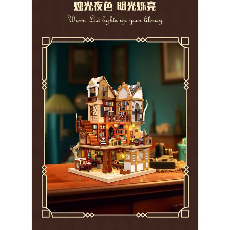 JIESTAR 57016 THƯ VIỆN CHÂU THỜI TRUNG CỔ bộ đồ chơi xếp lắp ráp ghép mô hình Creator LIBRARY EUROPEAN Sáng Tạo 3294 khối