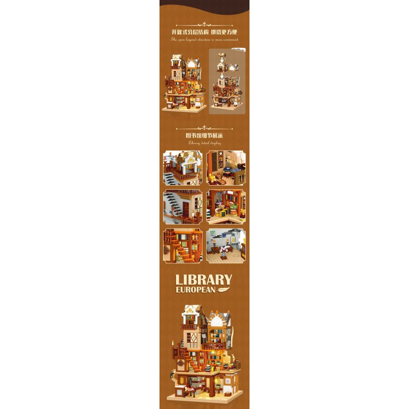 JIESTAR 57016 THƯ VIỆN CHÂU THỜI TRUNG CỔ bộ đồ chơi xếp lắp ráp ghép mô hình Creator LIBRARY EUROPEAN Sáng Tạo 3294 khối