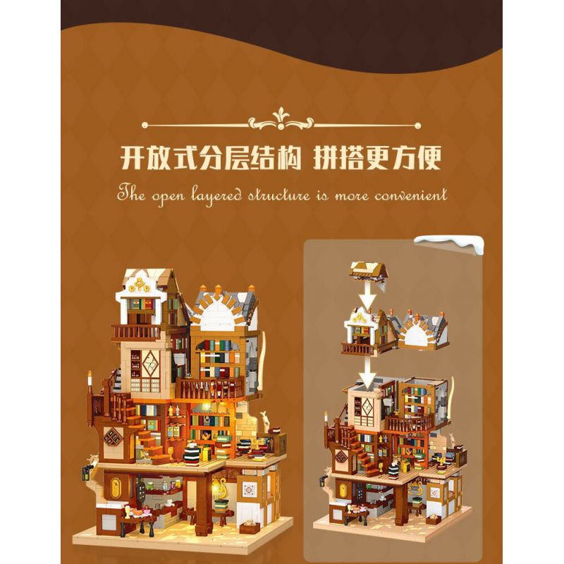 JIESTAR 57016 THƯ VIỆN CHÂU THỜI TRUNG CỔ bộ đồ chơi xếp lắp ráp ghép mô hình Creator LIBRARY EUROPEAN Sáng Tạo 3294 khối