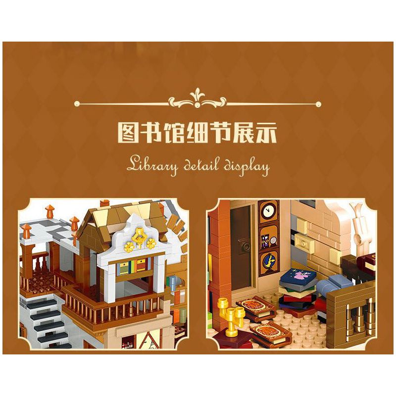 JIESTAR 57016 THƯ VIỆN CHÂU THỜI TRUNG CỔ bộ đồ chơi xếp lắp ráp ghép mô hình Creator LIBRARY EUROPEAN Sáng Tạo 3294 khối