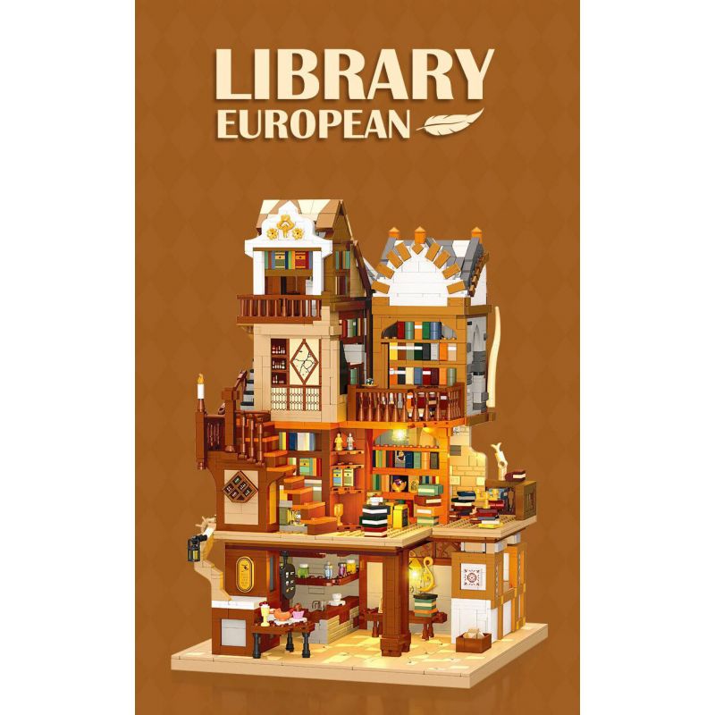 JIESTAR 57016 THƯ VIỆN CHÂU THỜI TRUNG CỔ bộ đồ chơi xếp lắp ráp ghép mô hình Creator LIBRARY EUROPEAN Sáng Tạo 3294 khối
