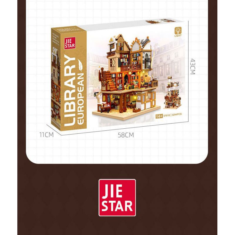 JIESTAR 57016 THƯ VIỆN CHÂU THỜI TRUNG CỔ bộ đồ chơi xếp lắp ráp ghép mô hình Creator LIBRARY EUROPEAN Sáng Tạo 3294 khối