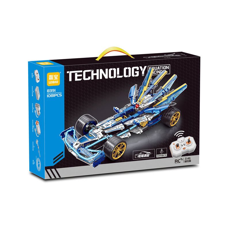 Lego LEIBAO 8391 Xếp hình lắp ráp ghép mô hình Công nghệ Đua xe Công thức Màu xanh