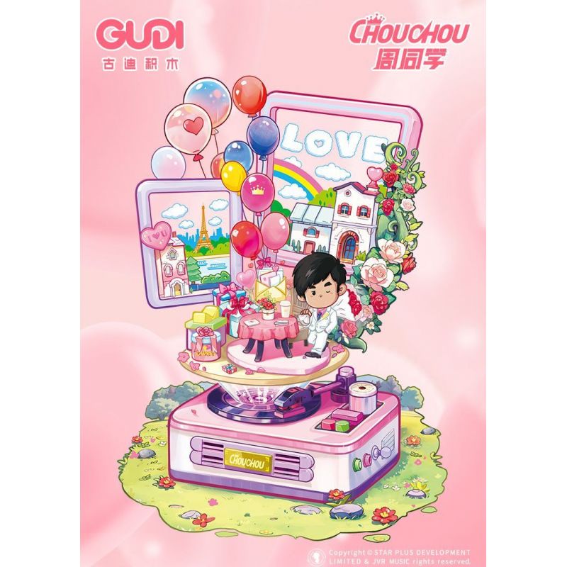 GUDI 52101 BẠN CÙNG LỚP CHU LỜI TỎ TÌNH LÃNG MẠN bộ đồ chơi xếp lắp ráp ghép mô hình CHOUCHOU 485 khối