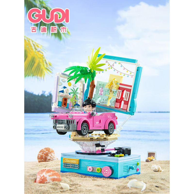 GUDI 52102 BẠN CÙNG LỚP CHU DẠO QUANH BỜ BIỂN bộ đồ chơi xếp lắp ráp ghép mô hình CHOUCHOU 478 khối