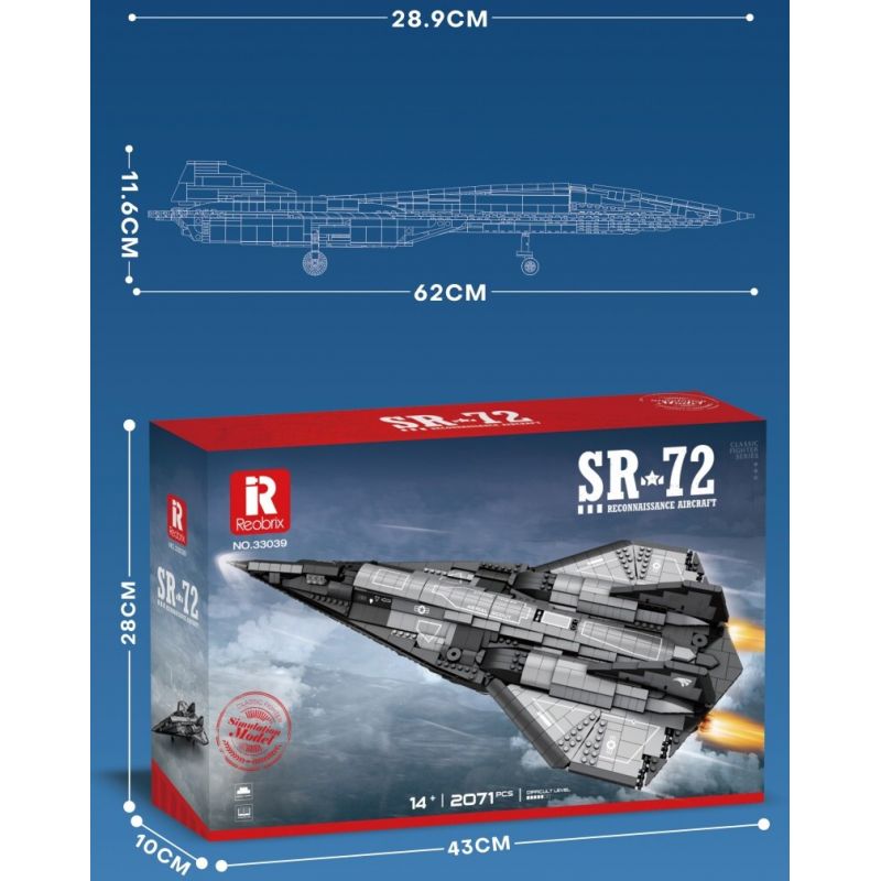 JMBRICKLAYER 60012 REOBRIX 33039 MÁY BAY TRINH SÁT SR-72 bộ đồ chơi xếp lắp ráp ghép mô hình Military Army SR-72 RECONNAISSANCE AIRCRAFT Quân Sự Bộ Đội 2071 khối