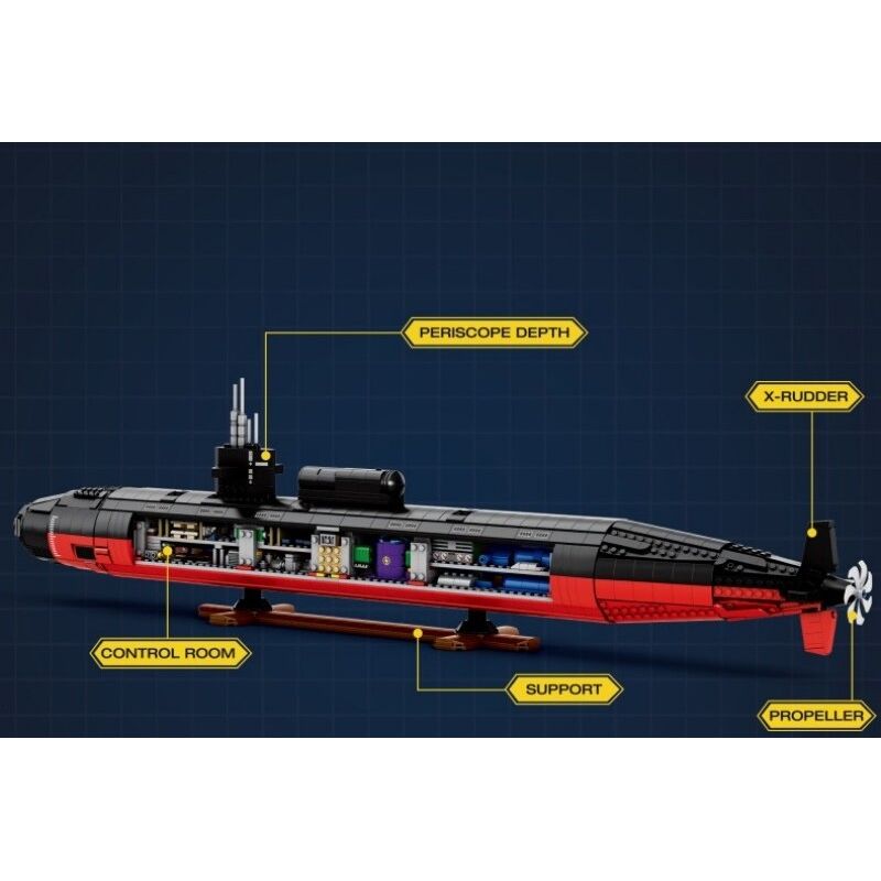 JMBRICKLAYER 61518 REOBRIX 33049 TÀU NGẦM TẤN CÔNG HẠT NHÂN LỚP LOS ANGELES tỷ lệ 1:125 bộ đồ chơi xếp lắp ráp ghép mô hình Military Army LOS ANGELES-CLASS SSN 1:125 Quân Sự Bộ Đội 2988 khối