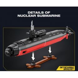 JMBRICKLAYER 61518 REOBRIX 33049 TÀU NGẦM TẤN CÔNG HẠT NHÂN LỚP LOS ANGELES tỷ lệ 1:125 bộ đồ chơi xếp lắp ráp ghép mô hình Military Army LOS ANGELES-CLASS SSN 1:125 Quân Sự Bộ Đội 2988 khối