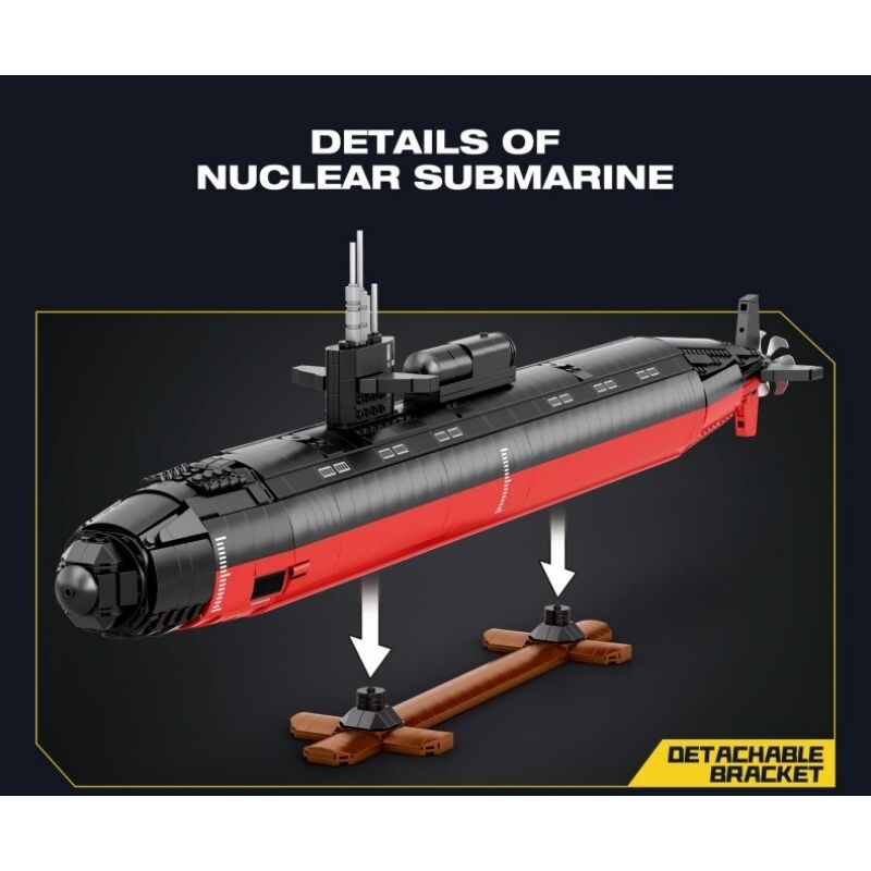 JMBRICKLAYER 61518 REOBRIX 33049 TÀU NGẦM TẤN CÔNG HẠT NHÂN LỚP LOS ANGELES tỷ lệ 1:125 bộ đồ chơi xếp lắp ráp ghép mô hình Military Army LOS ANGELES-CLASS SSN 1:125 Quân Sự Bộ Đội 2988 khối